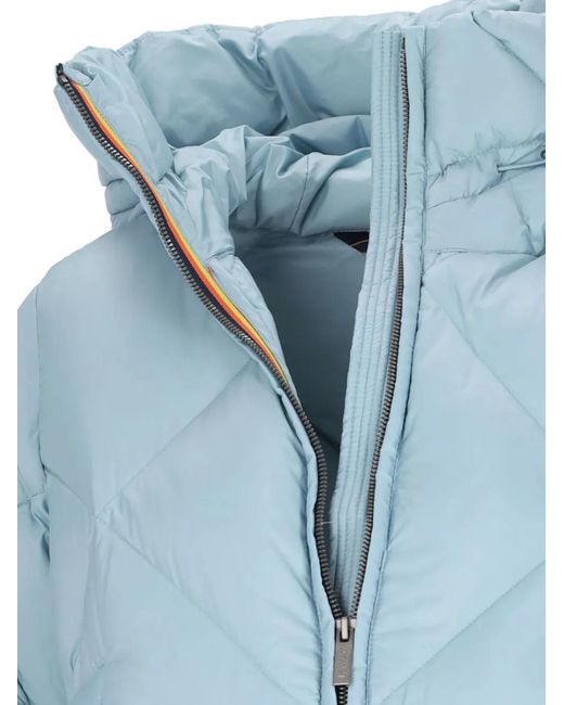 K-Way Blue Hooded Padded Coat