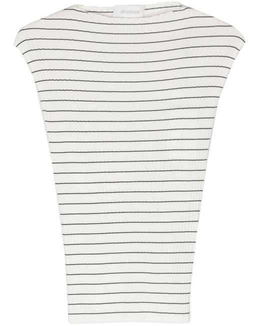 Sportmax White Striped Ribbed-knit Top