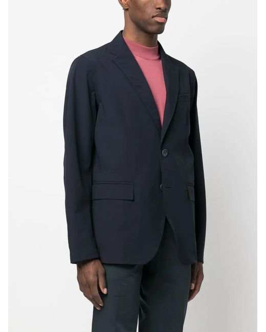 Herno Blue Plain Single-Breasted Blazer for men