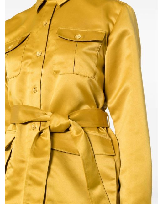 Cynthia Rowley Yellow Pleated-back Satin Safari Jacket