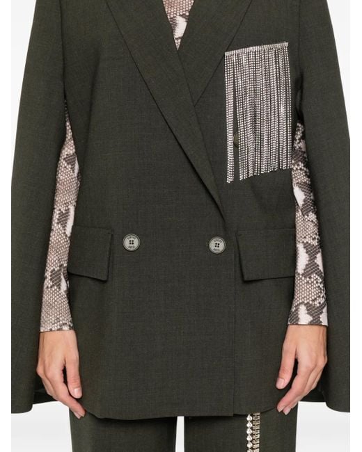 Circus Hotel Black Fringe Double-Breasted Coat