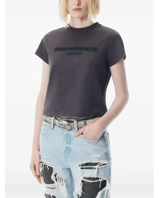 Alexander Wang Blue T-Shirt Mit Stickerei