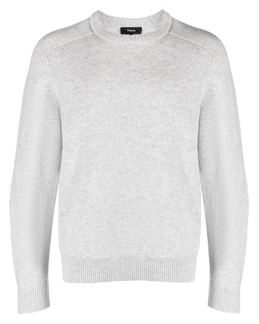 Theory White Morlan Ribbed Wool Blend Jumper for men