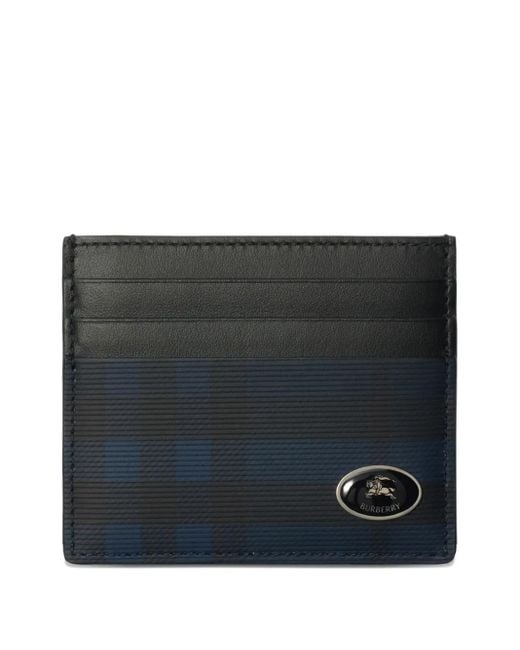 Burberry Black Check-Pattern Leather Card Case for men