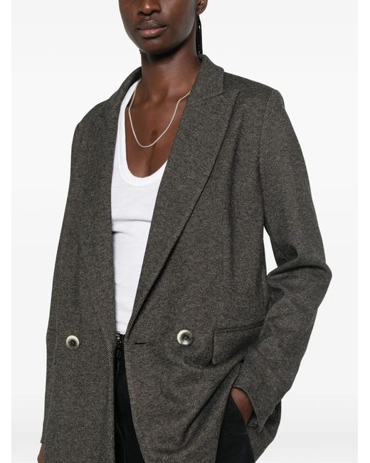 Herno Gray Double-Breasted Notched-Lapels Blazer
