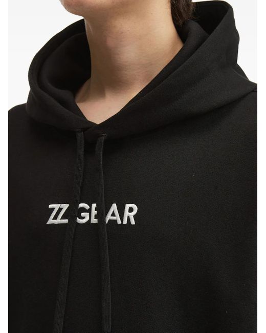 Izzue Black Embroidered-Logo Hoodie for men