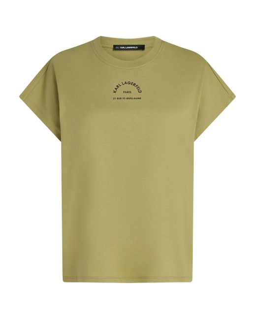 Karl Lagerfeld Green Rue St-Guillaume Design Glitter T-Shirt