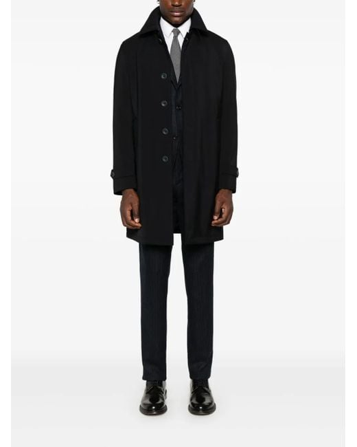 Herno Black Logo Plaque Coat for men