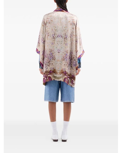 Pierre Louis Mascia Pink Paisley Print Silk Coat