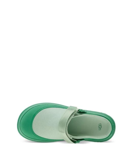Ugg Green Goldenglow Canvas Flat Mules
