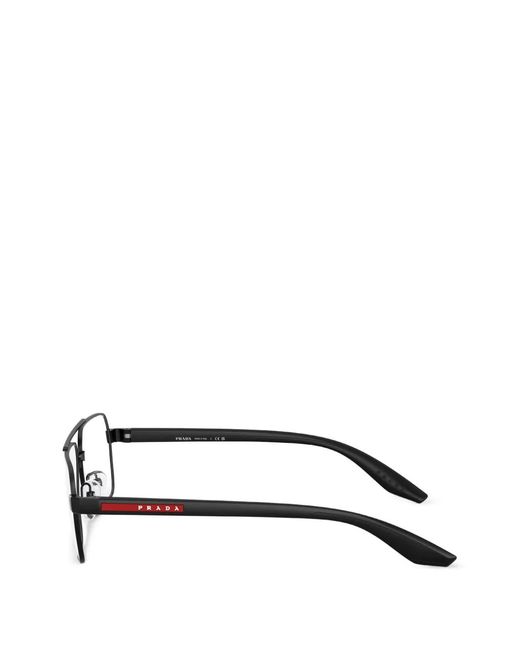 Prada Linea Rossa Black Rectangle-Frame Glasses