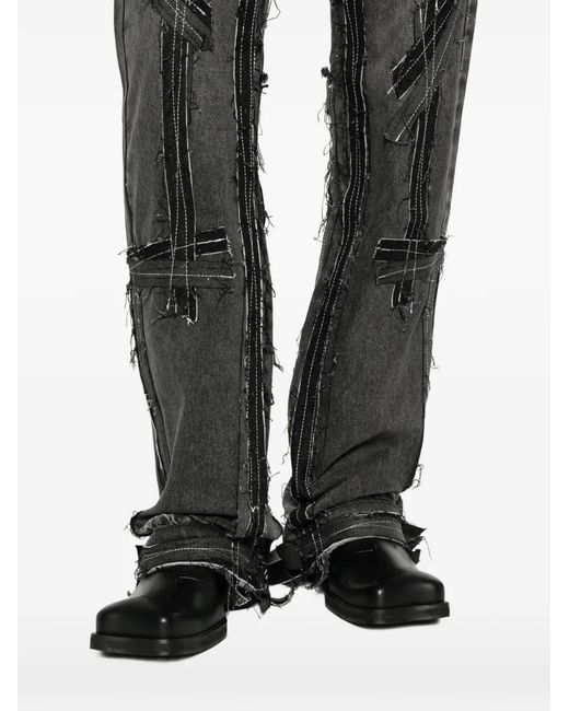 Who Decides War Gray Exposure Frayed Jeans for men