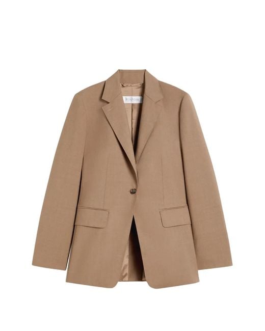 Max Mara Brown Notch-Lapel Single-Breasted Blazer