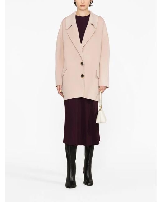 Pinko Natural Single-Breasted Wool Coat