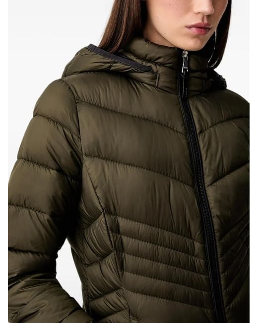 DKNY Black Hooded Quilted Jacket