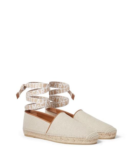 Stella McCartney White Logo-Lettering Flat Espadrilles