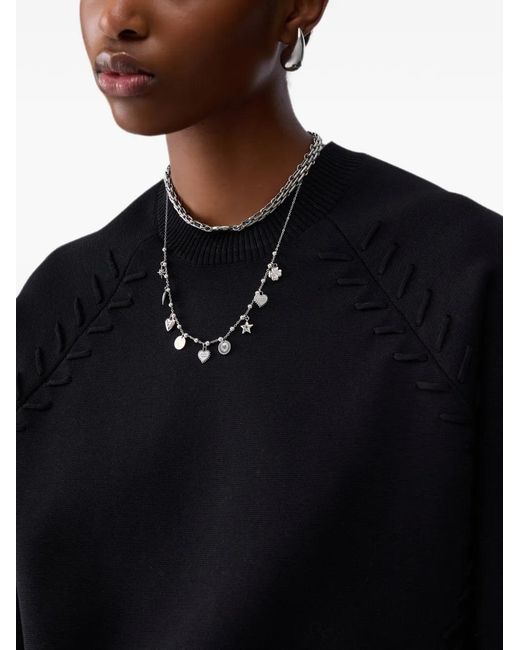 Liu Jo Black Boxy Sweater With Braided Details