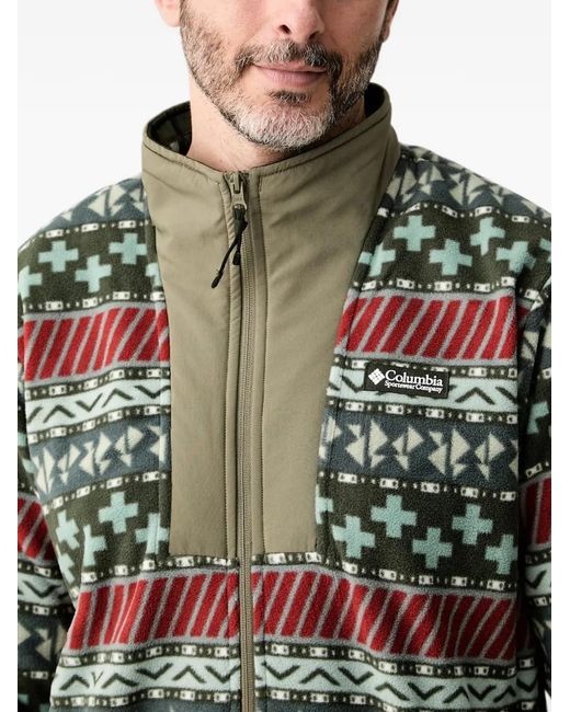 Columbia Gray Geometric-Print Zip-Up Sweatshirt for men