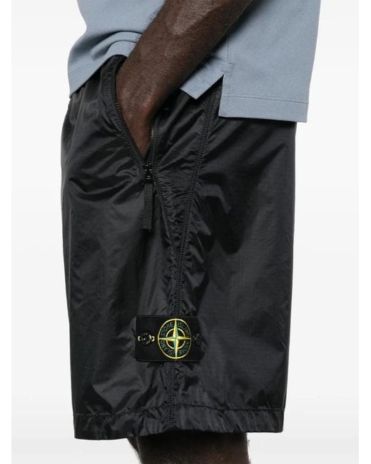 Stone Island Black Bermuda Loose Wide Leg for men