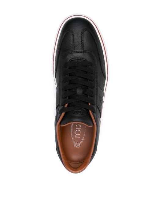 Tod's Black Logo-debossed Leather Sneakers for men
