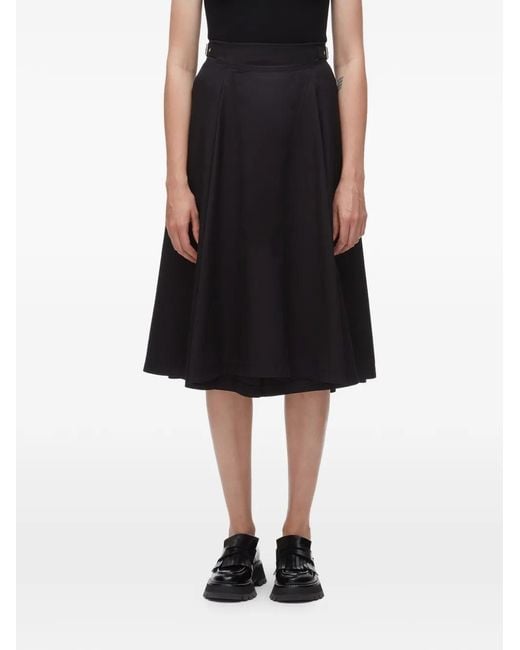 3.1 Phillip Lim Black Belted A-Line Midi Skirt