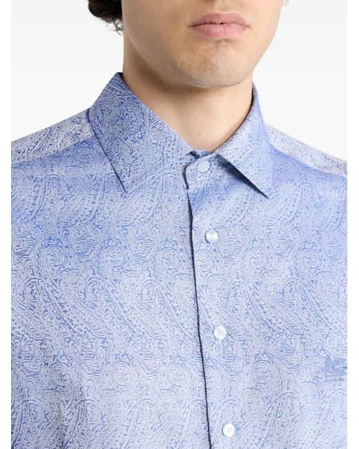 Etro Blue Chemise À Motif Cachemire En Jacquard for men