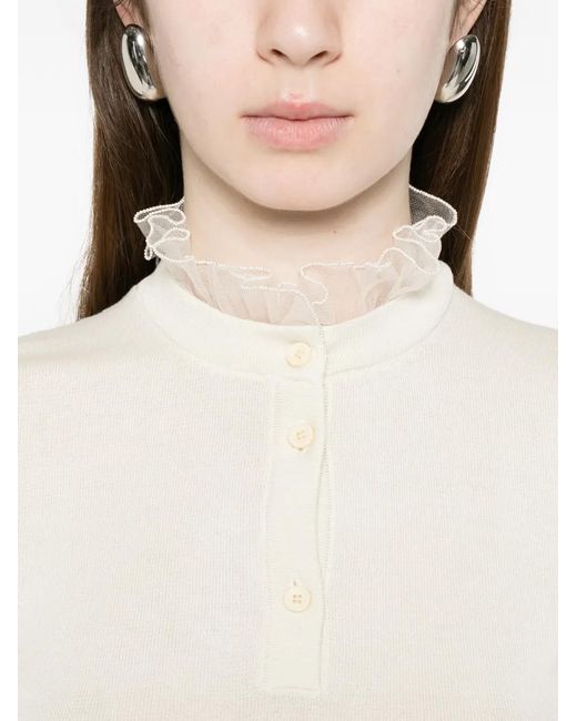 Fabiana Filippi White Ruffle-Detail Top