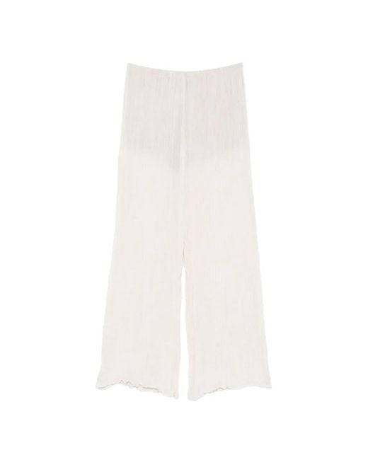 Enza Costa White Plissé Palazzo Pants