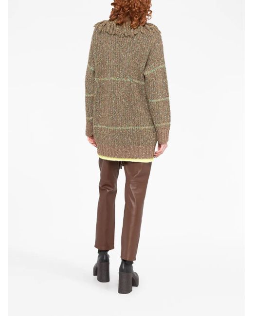 Stella McCartney Brown Cable-Knit Tweed Cardi-Coat