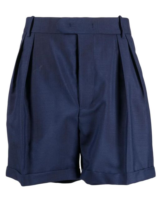 Bally Blue Pleated Twill Tailored Shorts for men