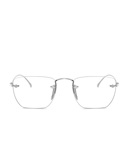 Giorgio Armani Metallic Titanium Square Glasses for men