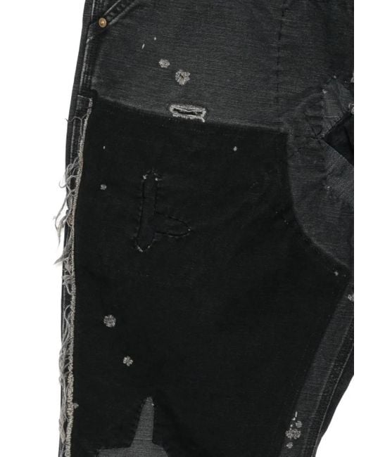 SAINT Mxxxxxx Black Patchwork Bootcut Jeans for men