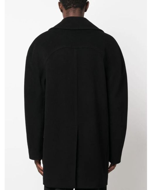 McQueen Black Double-breasted Cashmere Coat for men