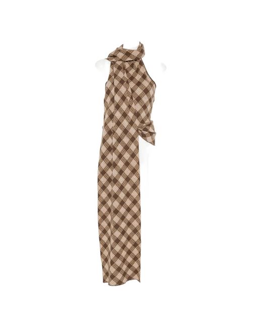 AYA MUSE White Checkered Halterneck Blouse