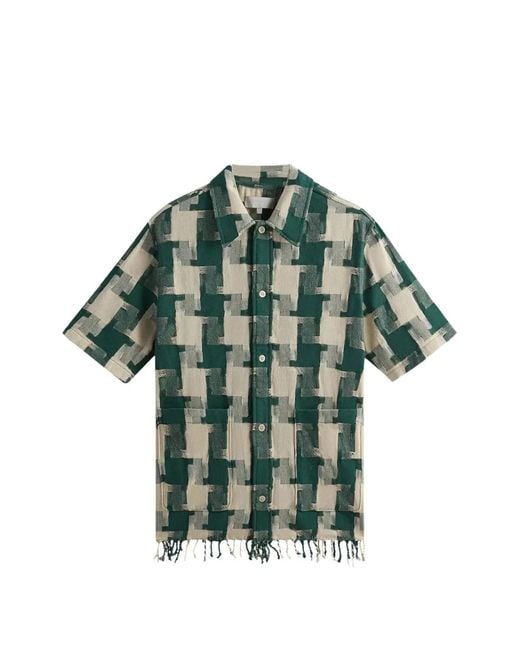 Kith Green Houndstooth Collared Shirt for men