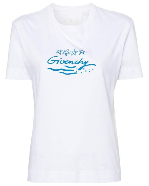 Givenchy White T-Shirt mit Logo-Print