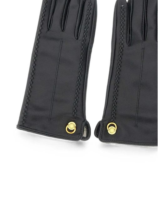 Gianni Chiarini Black Logo-Rivet Stitched-Detail Gloves