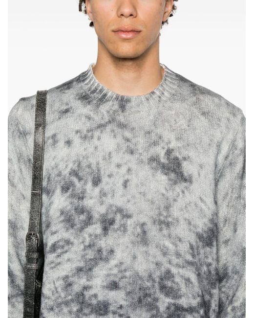 Acne Gray Abstract-print Jumper for men