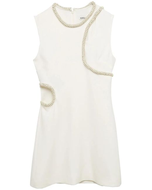 Jonathan Simkhai Natural Kat Crystal-Embellished Sleeveless Dress