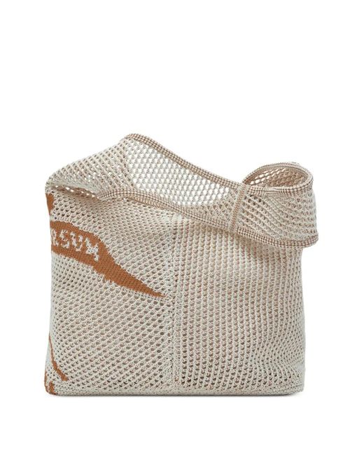 Burberry White Large Ekd Crochet Tote Bag