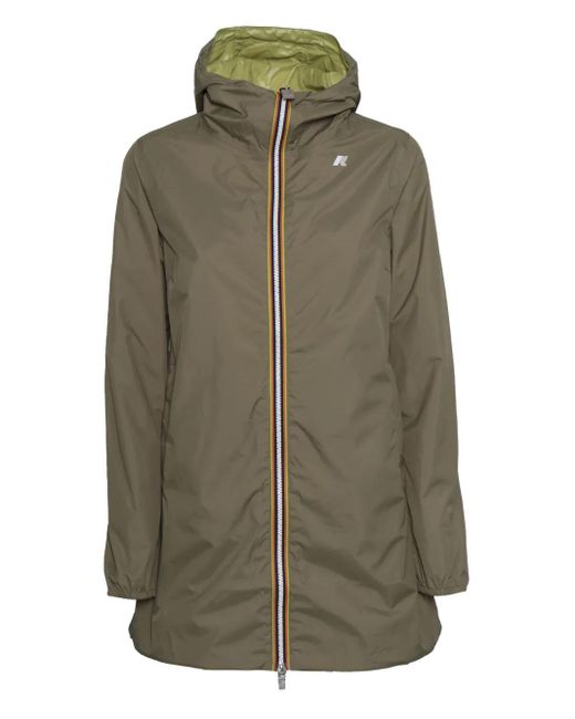 K-Way Sophie Plus.2 Omkeerbare Regenjas Met Capuchon in het Green