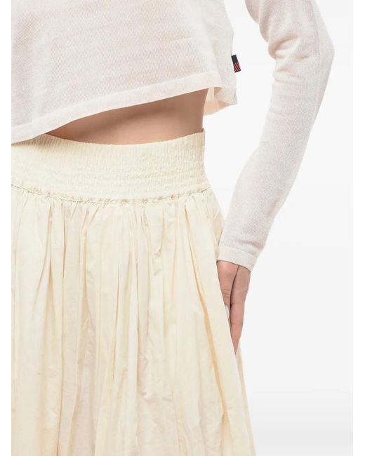 Woolrich Natural Pleated Flared Midi Skirt
