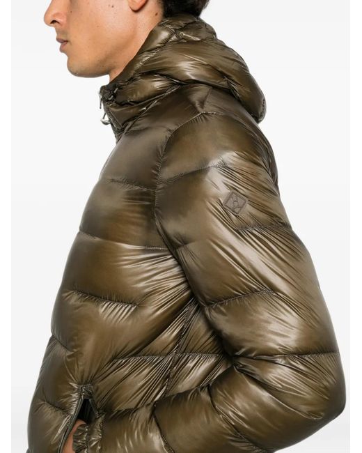 Herno Brown Quilted Hooded Jacket for men