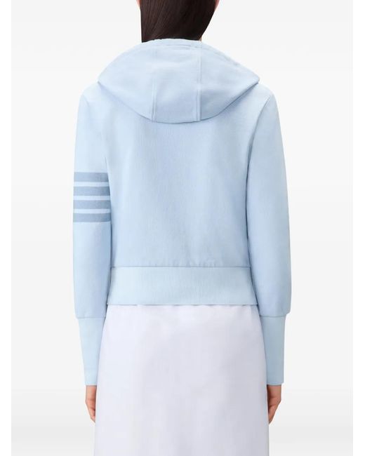 Thom Browne Blue Loopback 4-Bar Shrunken Hoodie