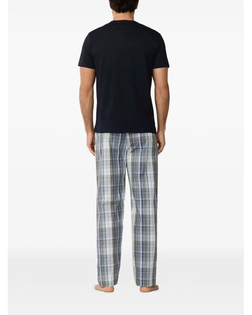 Hackett Geruite Katoenen Pyjama in het Blue voor heren