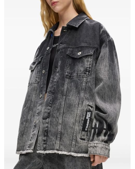 Veste En Jean À Effet Délavé Karl Lagerfeld en coloris Black