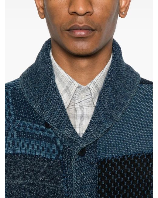 RRL Blue Patchwork Cardigan for men