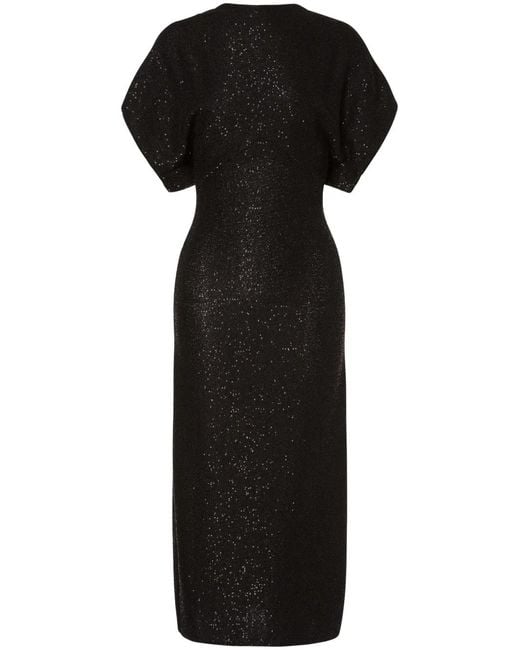 Philosophy Di Lorenzo Serafini Black Sequinned Knitted Midi Dress