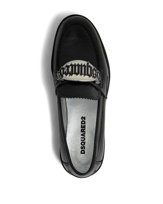 DSquared² Black Logo-plaque Leather Loafers