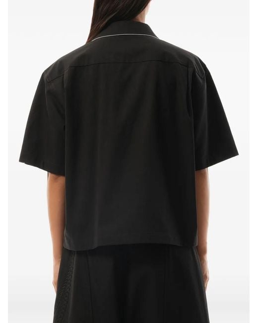 we11done Black Logo-Embroidered Piping-Detail Shirt